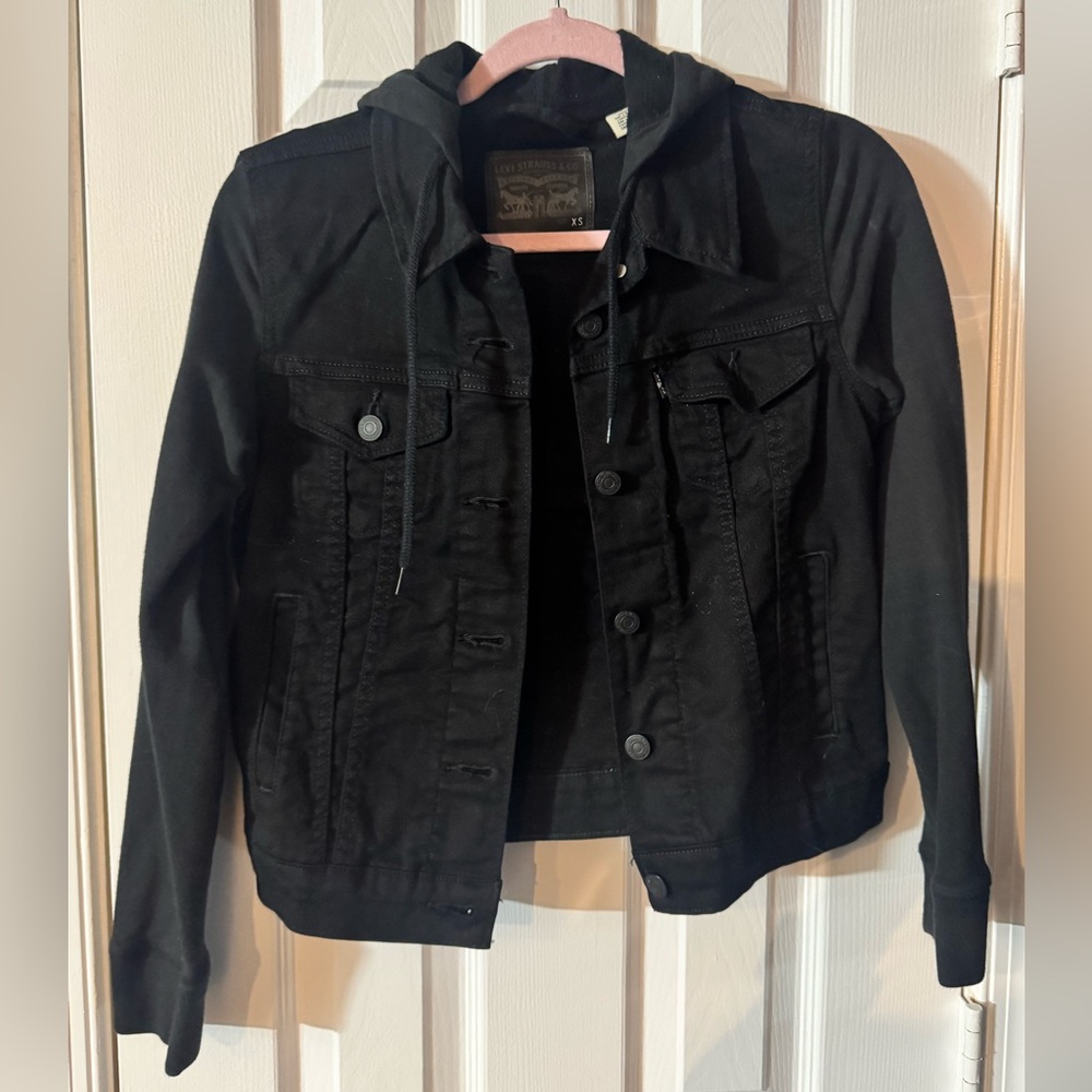 Levi's Black Denim Jacket with Hood